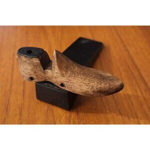 RARE Antique Vintage MINI 4" WOODEN SHOE Door Stop Metal BASE